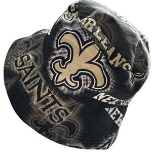 New Orleans Saints Bucket Hat Black & Gold Logo Cotton Unisex Fan Sports Cap